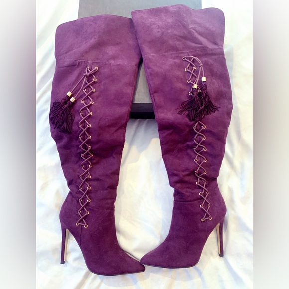 Izabella Rue Dalinda Plum Heeled Boots - Picture 3 of 6